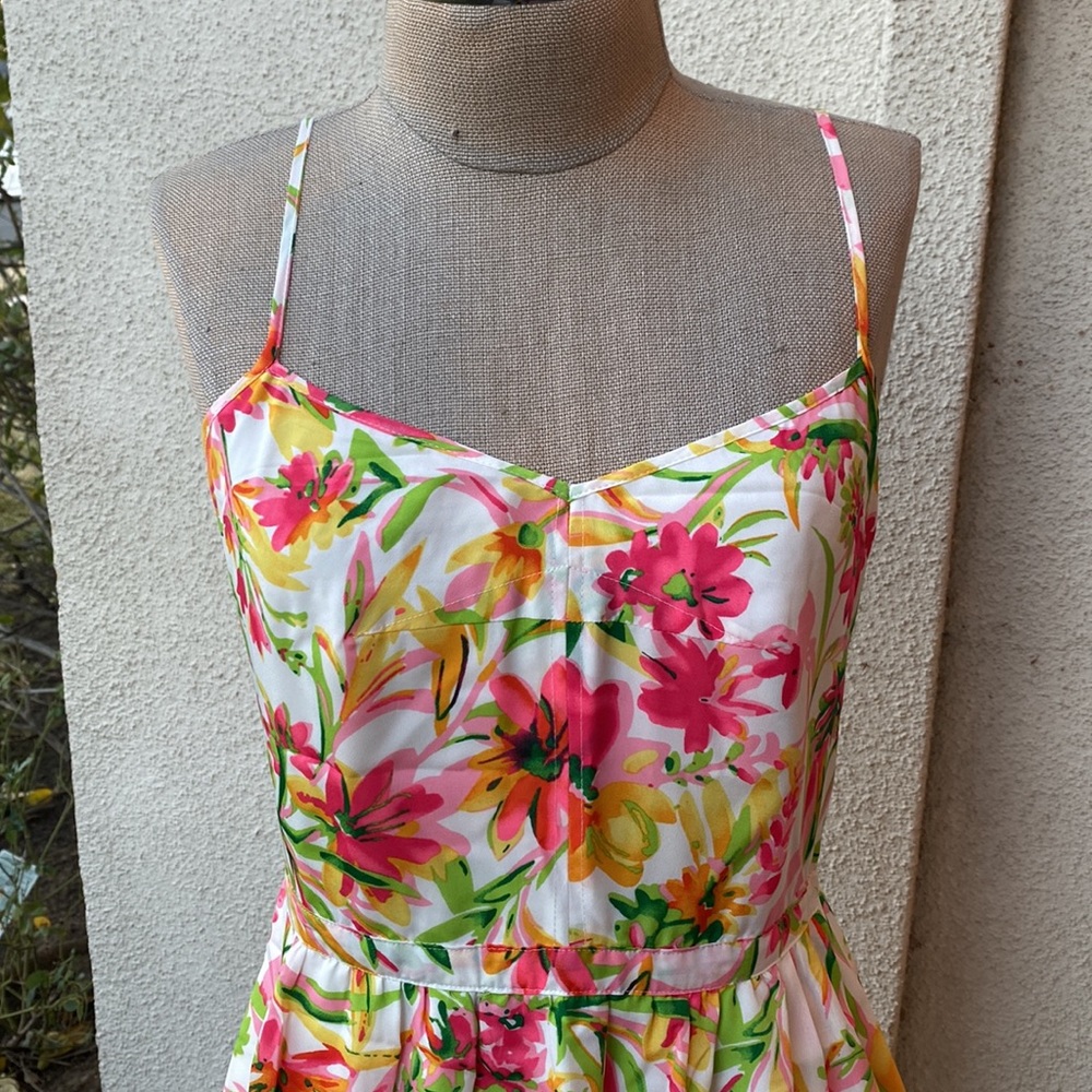 J.Crew beautiful seaside cami floral dress w/ great usable pockets - Picture 3 of 13